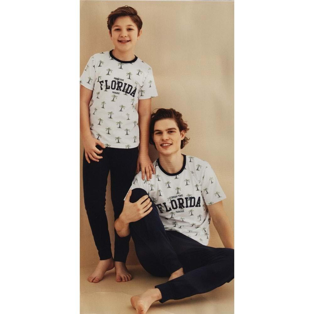 Erkek Çocuk Kısa Kol , Uzun Pantolonlu Penye Pijama Takım M00679