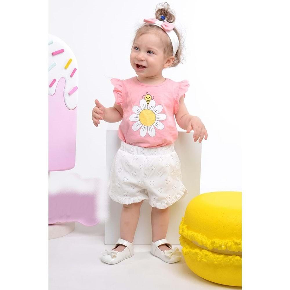 Daisy Pink Kız Bebek Şortlu Takım