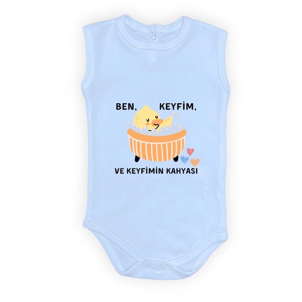 Ben Keyfim Ve Keyfimin Kahyası Baskılı Kolsuz Bebek Body Zıbın Çıtçıtlı Badi MNK0632