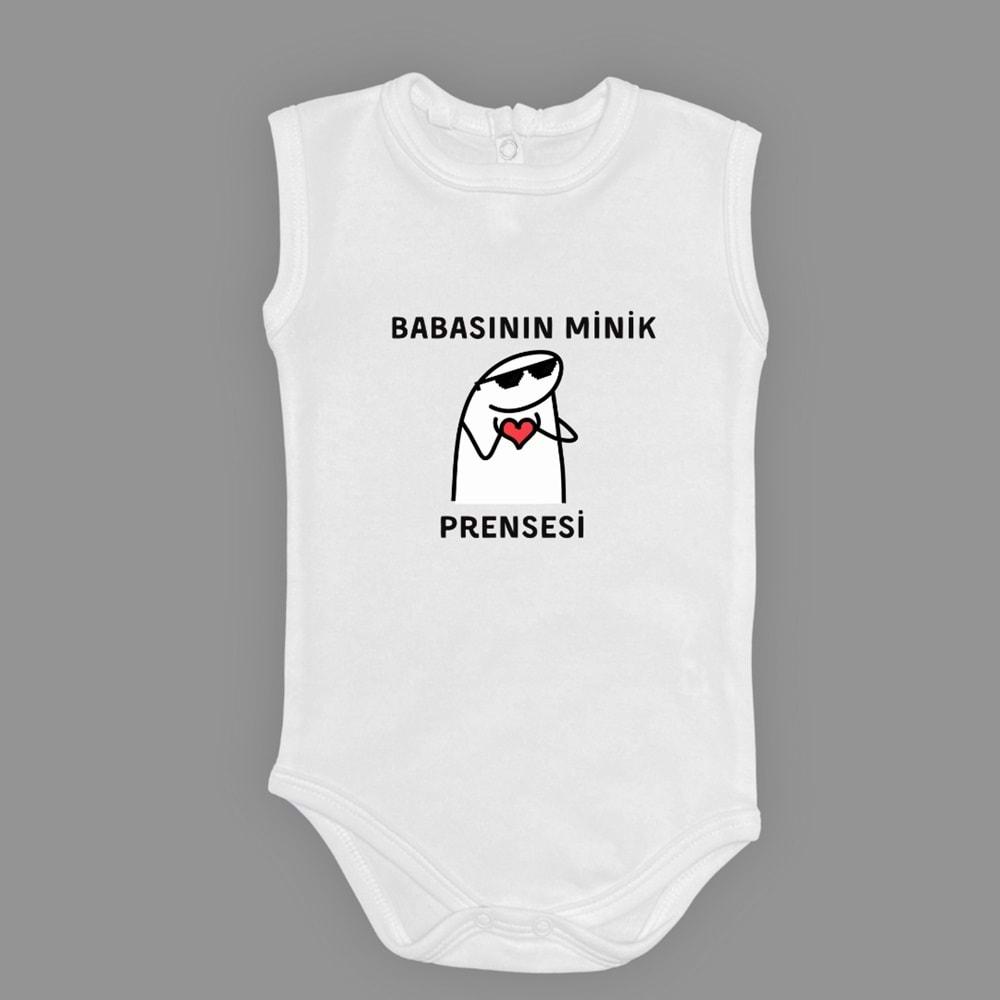 Babasının Minik Prensesi Baskılı Bebek Body Zıbın Çıtçıtlı Badi