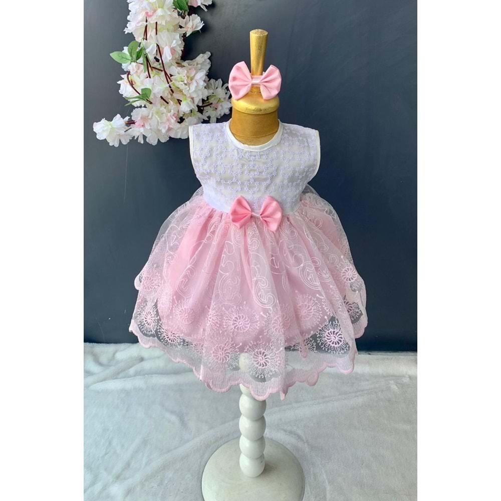 Saç Bantlı Dantelli Bebek Elbise PNPN136