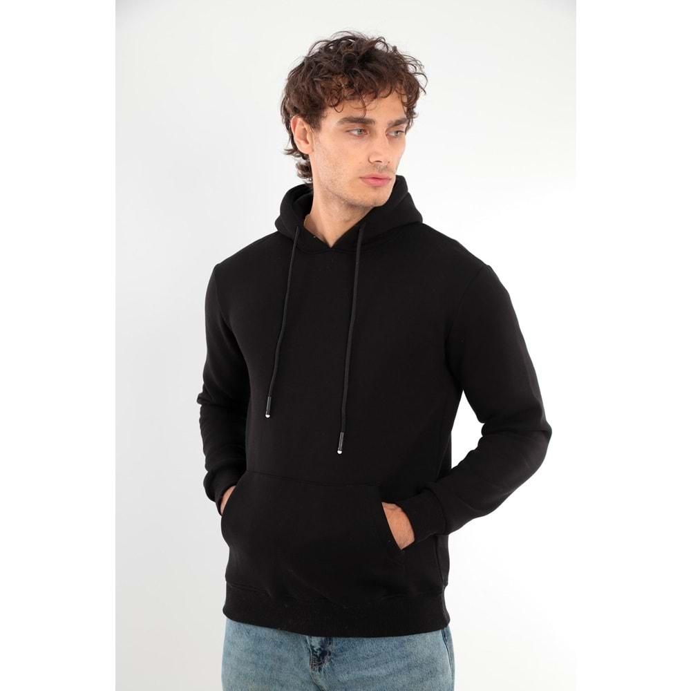 Erkek Sweatshirt Pamuklu Standart Fit Normal Kesim İçi Polarlı 3 İplik Kapüşonlu