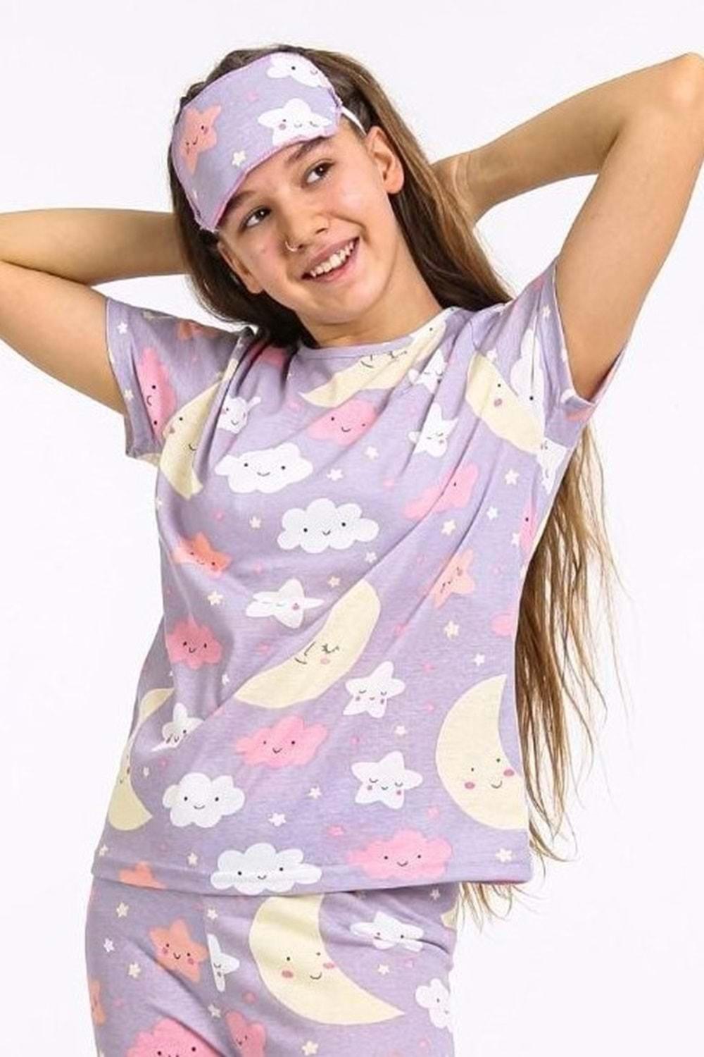 Ay Dede Motif Maskeli Kız Garson Çocuk Pijaması