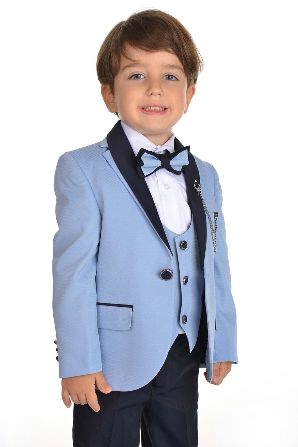 Ceketli Yelekli Erkek Çocuk Damatlık Takım Elbise