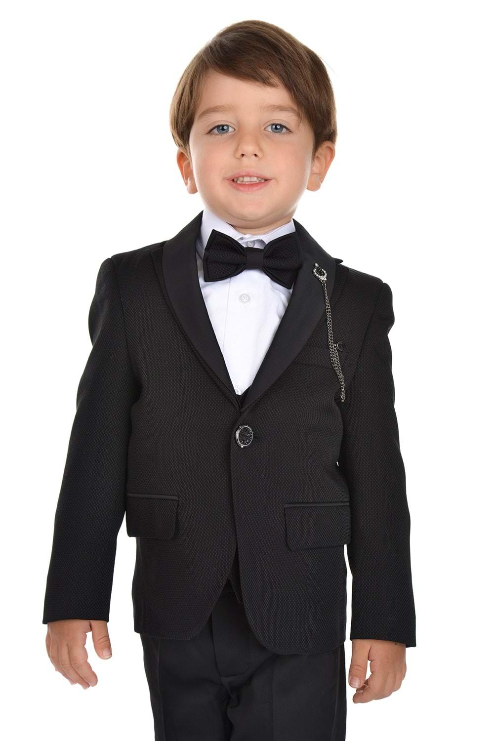 Ceketli Yelekli Erkek Çocuk Damatlık Takım Elbise