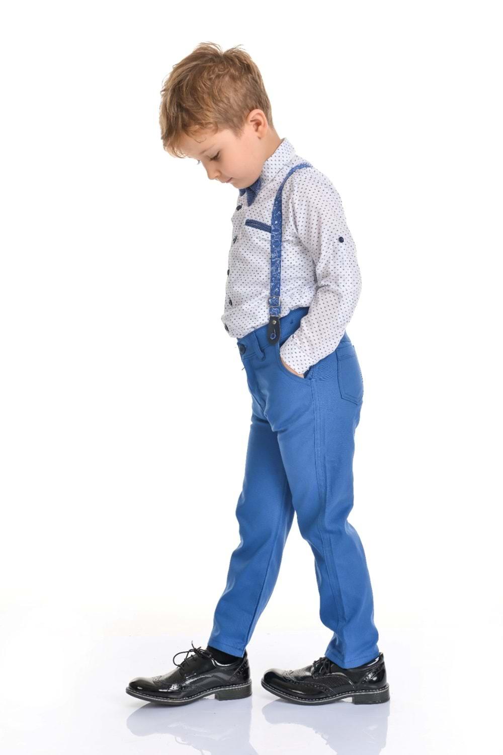 Renkli Pantolon Gömlekli Erkek Çocuk Takım