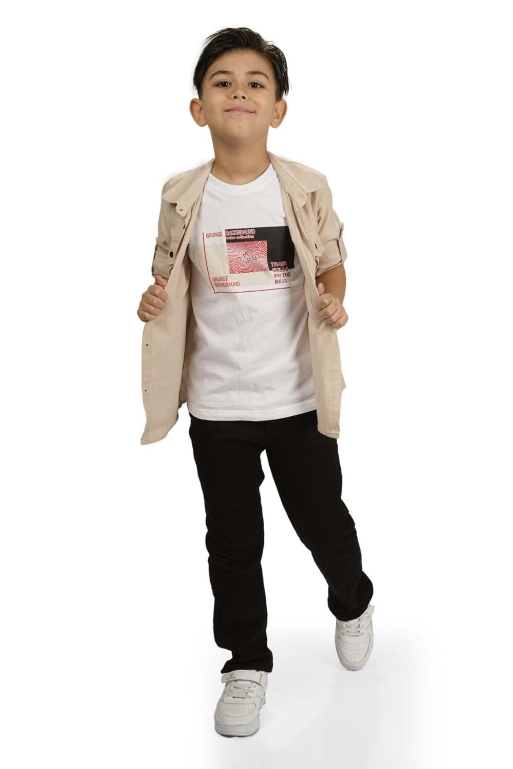 Gömlek , Pantolon , T-Shirt 3Parça Erkek Çocuk Takım MNK1754