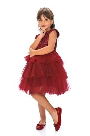 Mnk Kız Çocuk Pullu Tüllü Tütülü Parti Elbisesi