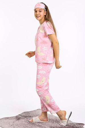 Ay Dede Motif Maskeli Pembe Kız Garson Çocuk Pijaması