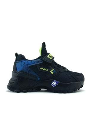 Çırtçırtlı Siyah Mavi Erkek Çocuk Spor Ayakkabı