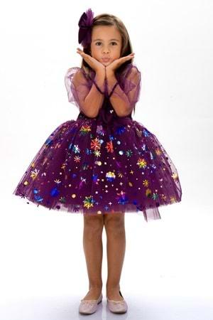 Rainbow Baskı Tütülü Kız Çocuk Elbise