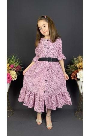 Vintage Basma Kız Çocuk Elbise MNK0299