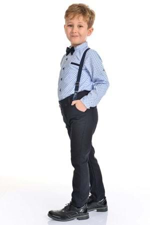 Uzun Pantolon Koyu Desenli Gömlek Erkek Çocuk Takımı