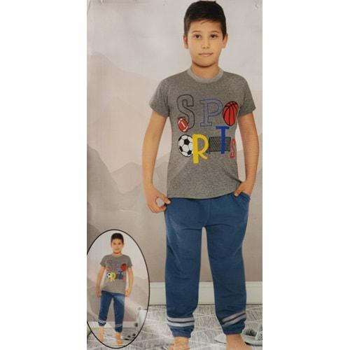 Kısa Kol Tişört , Uzun Pantolon Erkek Çocuk Pijama M00672