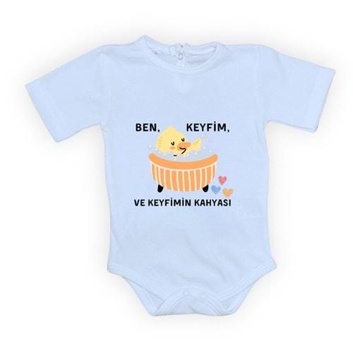 Ben Keyfim Ve Keyfimin Kahyası Baskılı Kısa Kollu Bebek Body Zıbın Çıtçıtlı Badi MNK0632