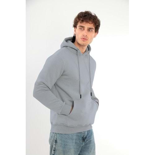 Erkek Sweatshirt Pamuklu Standart Fit Normal Kesim İçi Polarlı 3 İplik Kapüşonlu