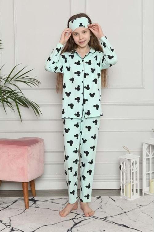 Mnk Kız Çocuk Kırmızı Göz Bandlı Pijama Takımı