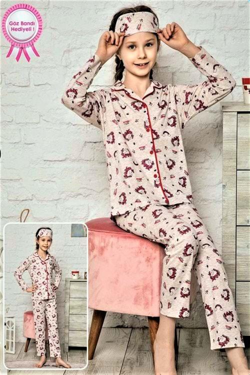 Kız Çocuk Pembe Göz Bandlı Pijama Takımı
