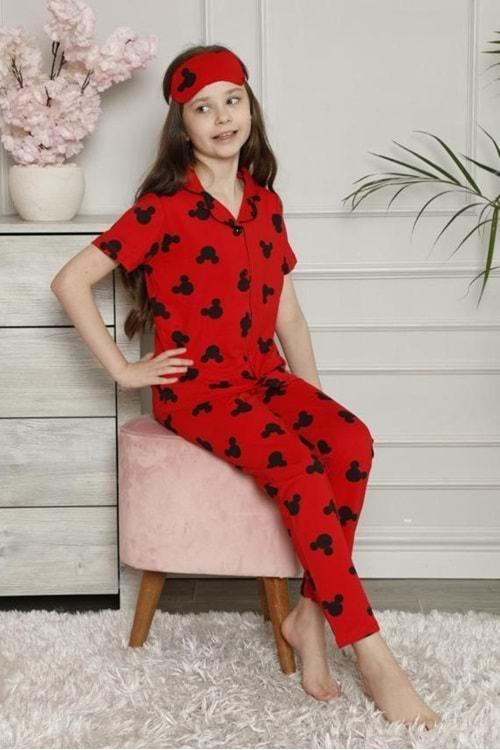 Kız Çocuk Maskeli Penye Pijama Takım