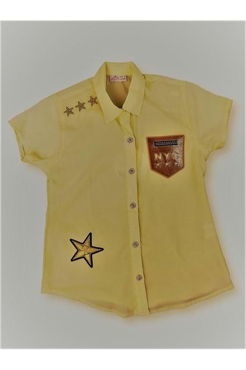 Nyc Star Kız Çocuk Şifon Sarı Gömlek