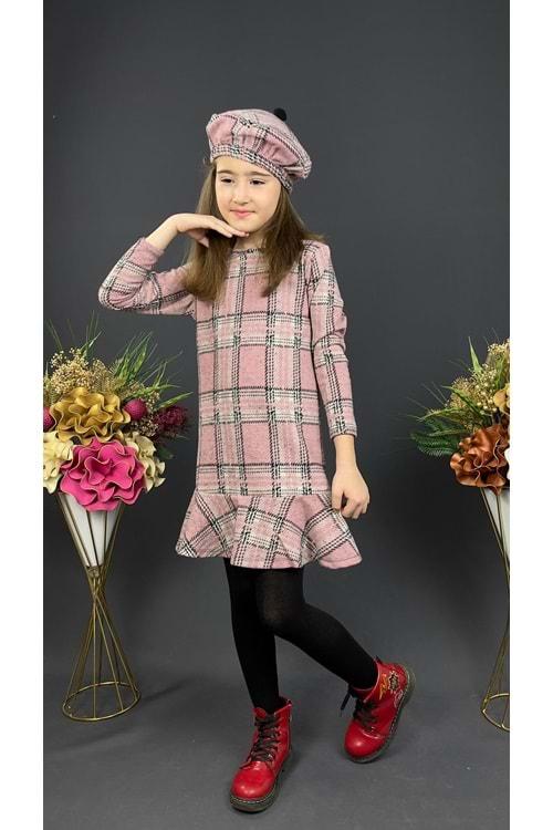 Kız Çocuk Şapkalı Kışlık Uzun Kol Elbise MNK0412