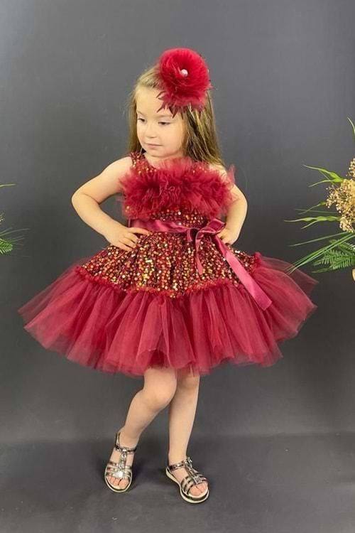 Buket Model Kız Çocuk Payetli Abiye Elbise MNK0516
