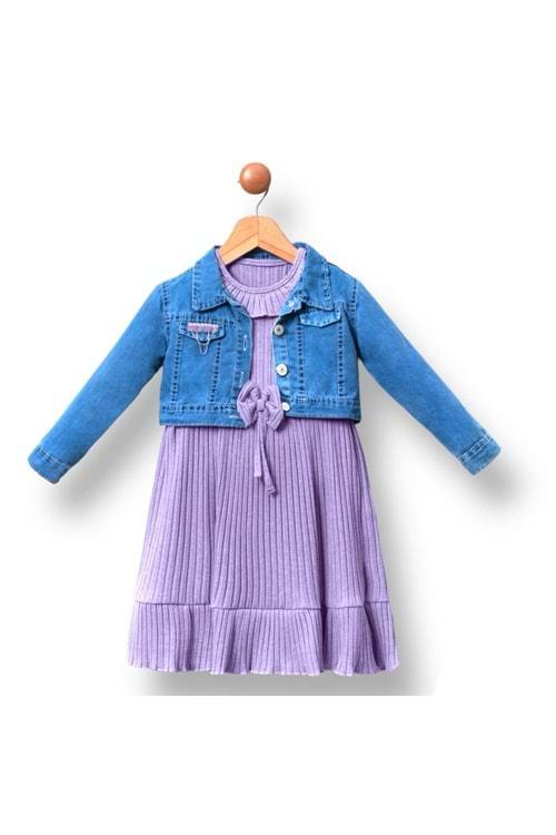 Kot Ceketli Kız Çocuk Elbise MNK2119