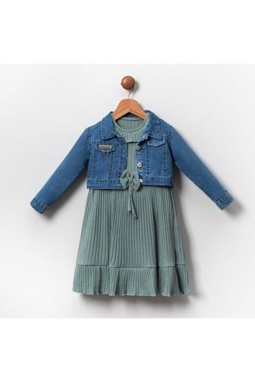 Kot Ceketli Kız Çocuk Elbise MNK2119