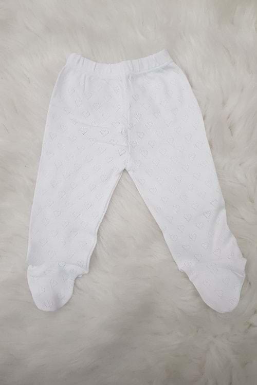 Termal Beyaz Renk Patikli Penye Bebek Pantolon