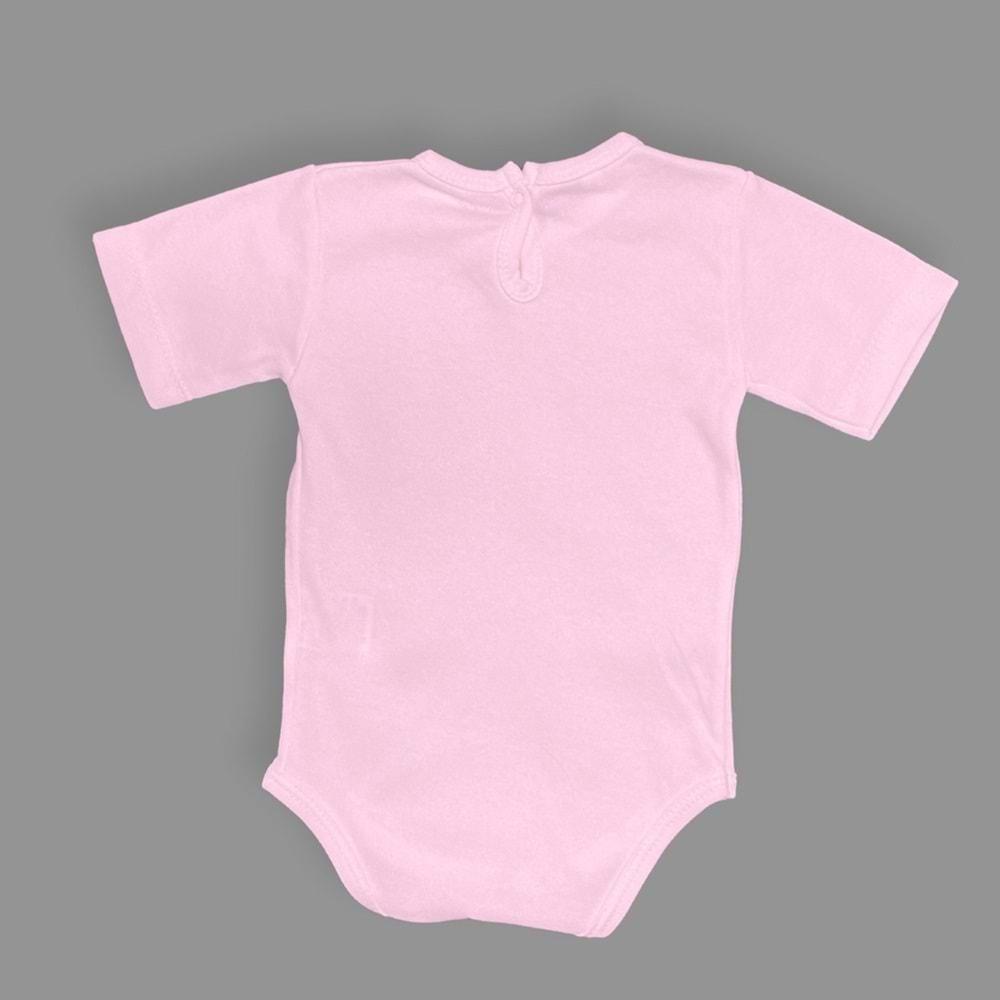 Baskılı Kahve Seven Kediler Bebek Çıtçıtlı Body - MNK0659-KOYU PEMBE-6 AY