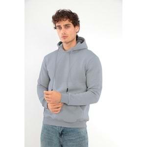 Erkek Sweatshirt Pamuklu Standart Fit Normal Kesim İçi Polarlı 3 İplik Kapüşonlu