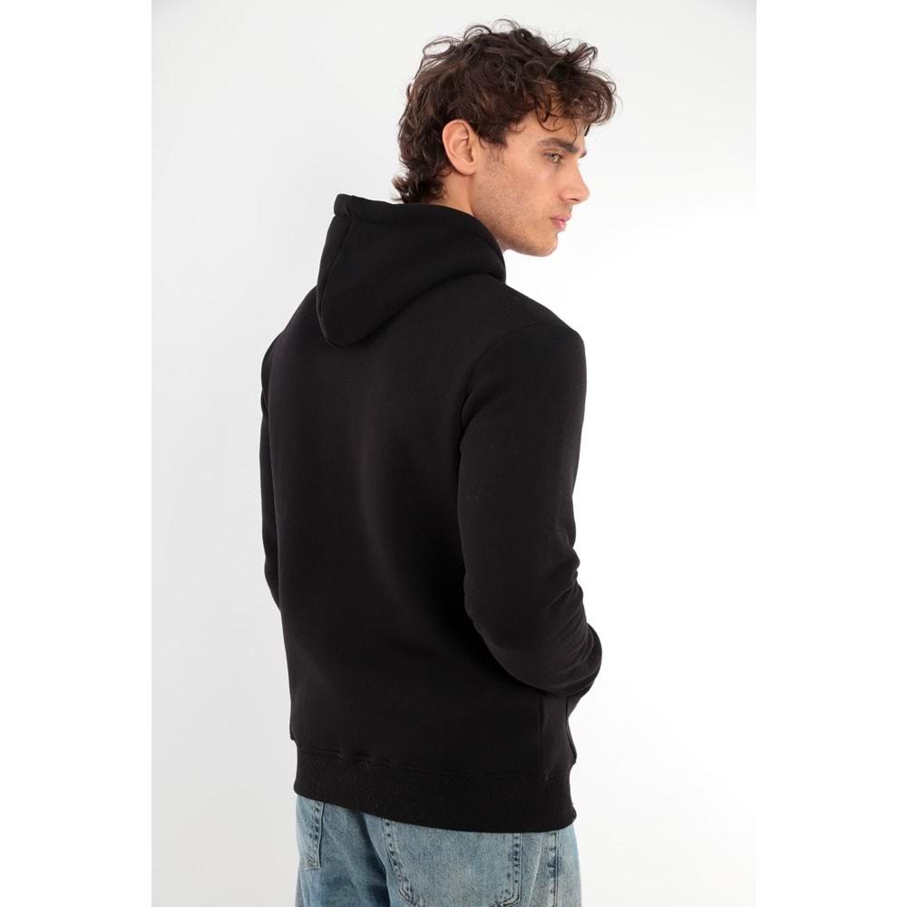 Erkek Sweatshirt Pamuklu Standart Fit Normal Kesim İçi Polarlı 3 İplik Kapüşonlu